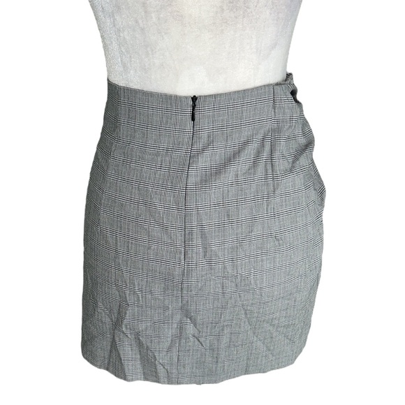 Zara Black White Houndstooth Plaid Ruched Wrap Asymmetrical Mini Skirt - XS - Picture 11 of 16